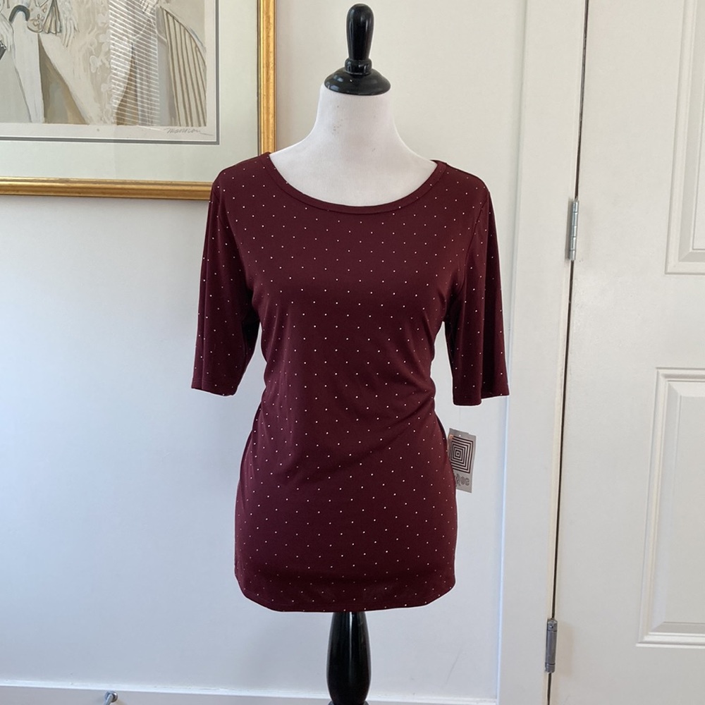 LuLaRoe | Burgundy Elegant Gigi 3/4 Sleeve Top | Size XL